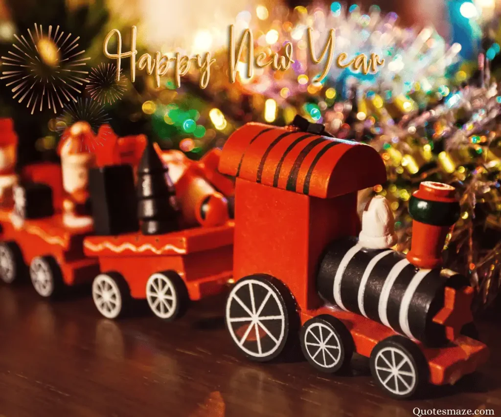 beautiful red toy train gift in new year